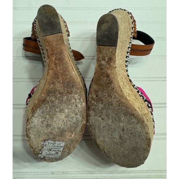 Rupert Sanderson Brown Pink Strappy Cork Wedges Size 38.5 8 - Picture 7 of 7